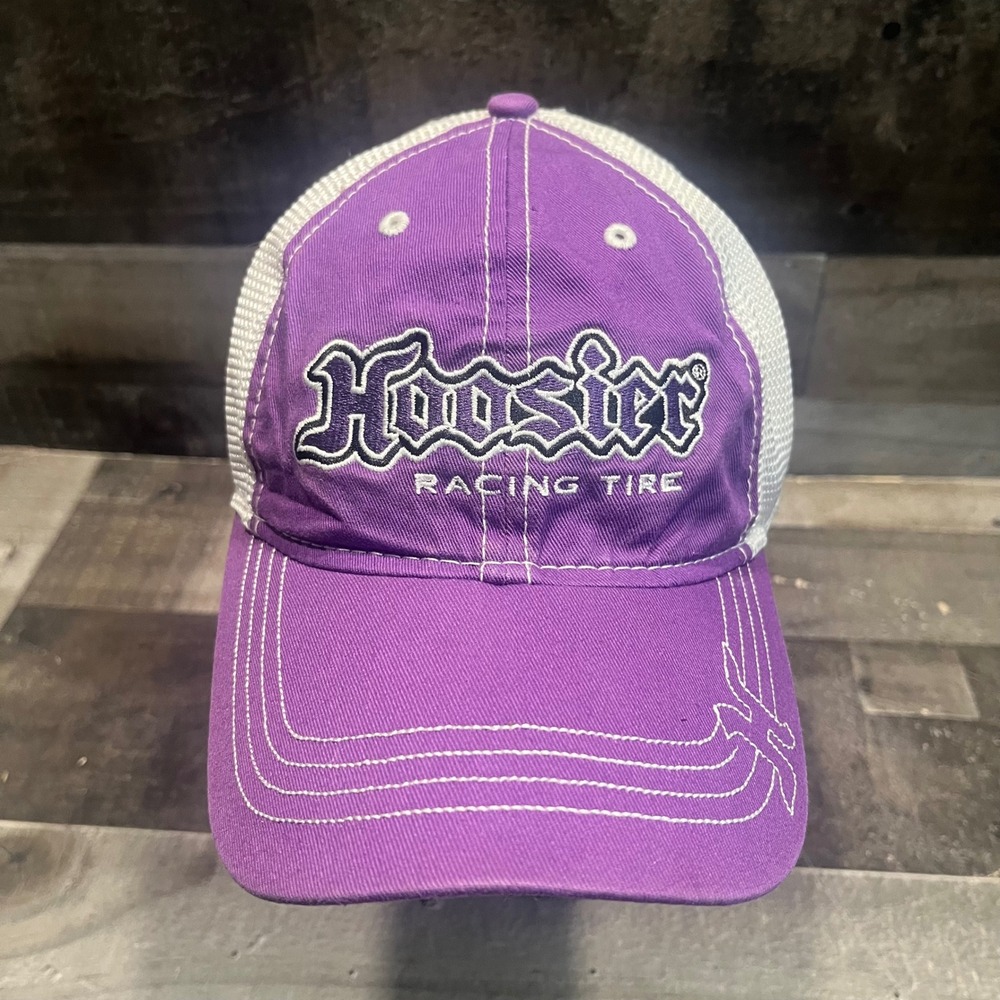 Hoosier Racing Tire Purple White Trucker Hat Adjustable Mesh Back Racing Cap